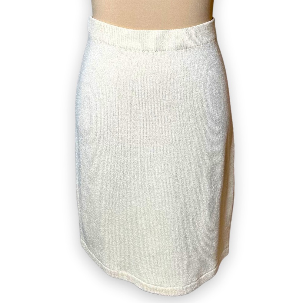 St. John Separates Santana Knit Pencil Skirt Midi Length Cream Women's Size 4